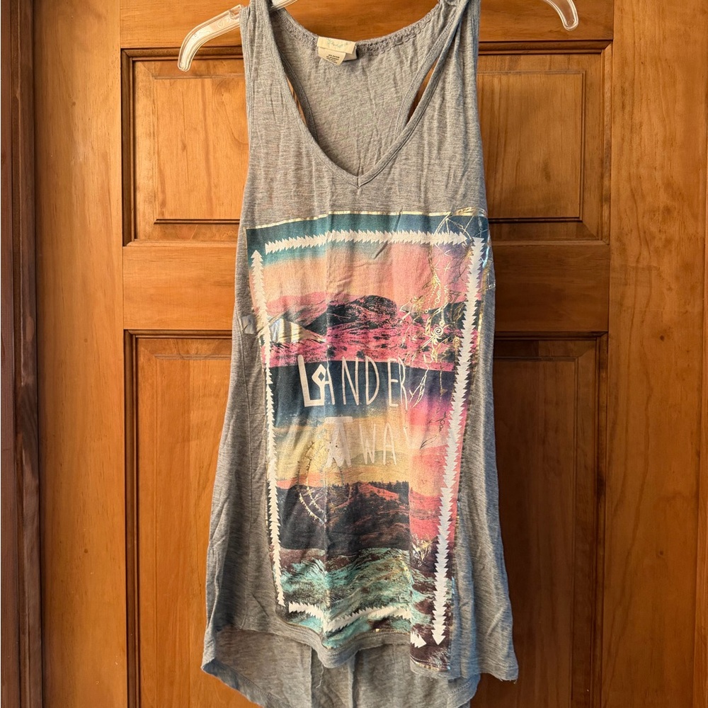 Belle Du Jour Gray Graphic Tank Top